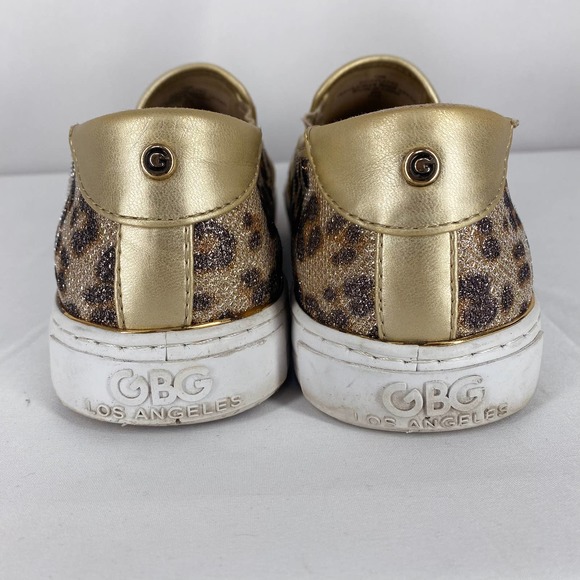 G By Guess Gollys 2 Sneakers Sparkle Leopard Gold Metallic Slip On Flat Shoes 10 - Picture 5 of 10